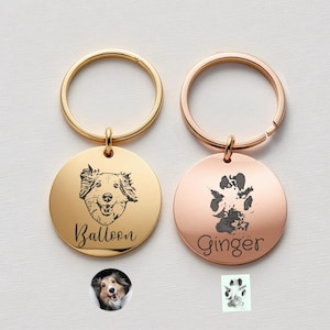 Actual Paw Print Tag, Engraved Pet Paw Pet Tag, Dog ID Tag, Personalised Cat Tag, Pet Photo Collar Tag, Custom Pet Accessory, Pet Mum&#39;s Gift