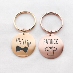 Personalised Father&#39;s Keyring, Cartoon Dad&#39;s Keyring, Custom Husband&#39;s Keychain, Engraved Boyfriend&#39;s Key Ring, Custom Name Keyring