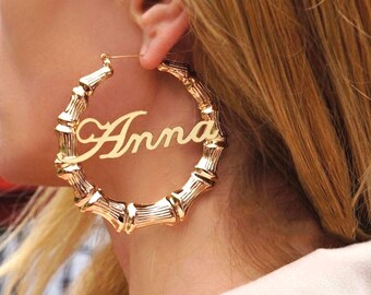 Gold Name Earrings - Etsy UK