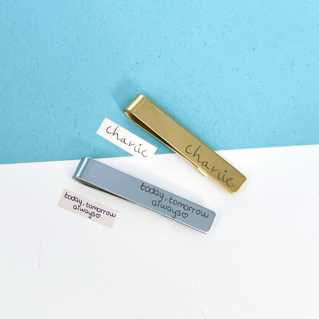 Handwriting Tie Pin, Custom Handwritten Tie Clip, Personalised Writing ...