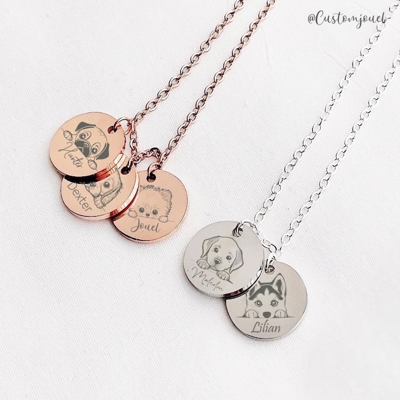 Custom Dog Face Necklace Dog Breed Necklace Cartoon Dog Etsy