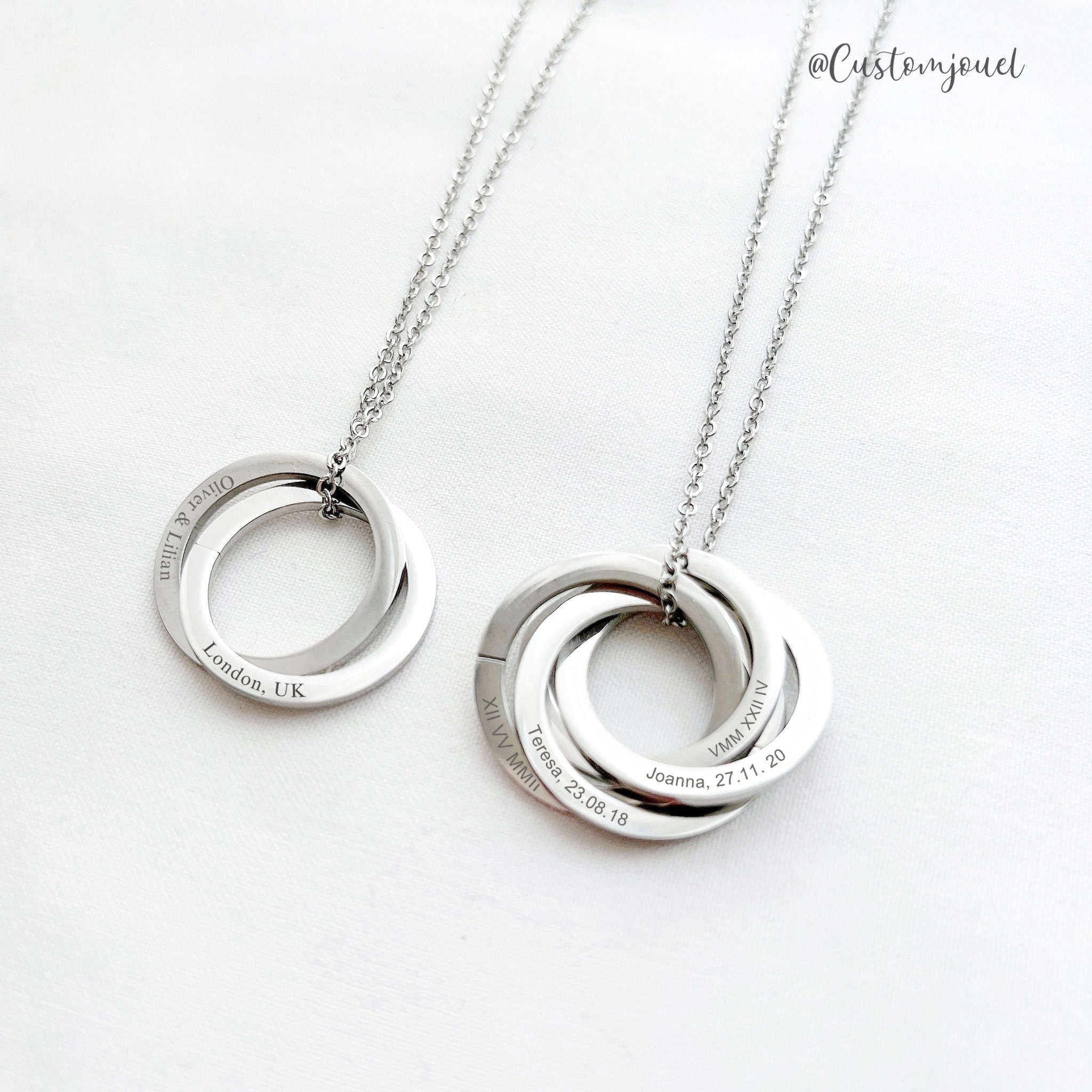 Multiple Linked Ring, Waterproof Necklace, Custom Jewellery, Multi
