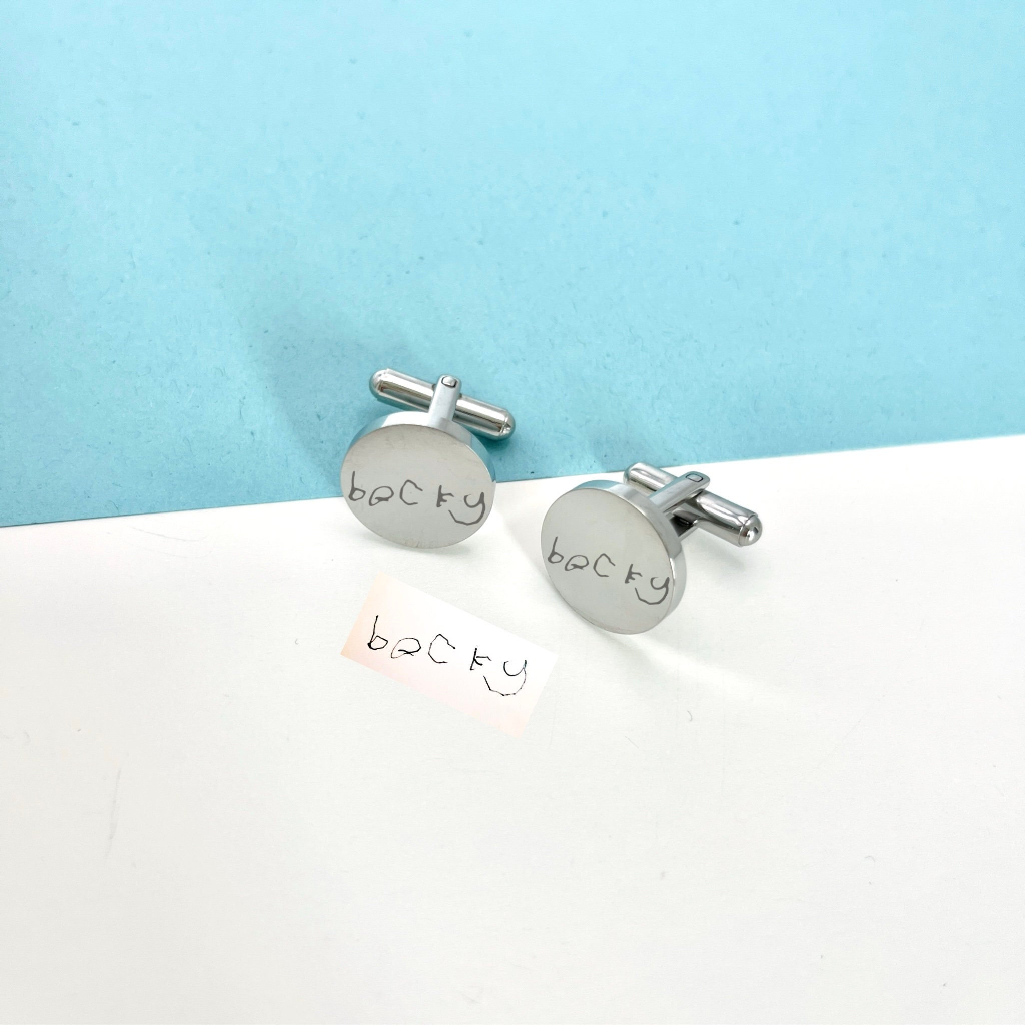 Custom Handwriting Cufflinks, Mens Cufflink in Silver Gold Black, Personalised Handwritten Cuff Links, Mens Accessories, Signature Cufflink