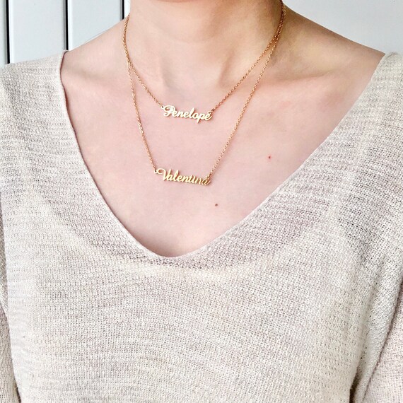 Double Layer Name Necklace Two Name 