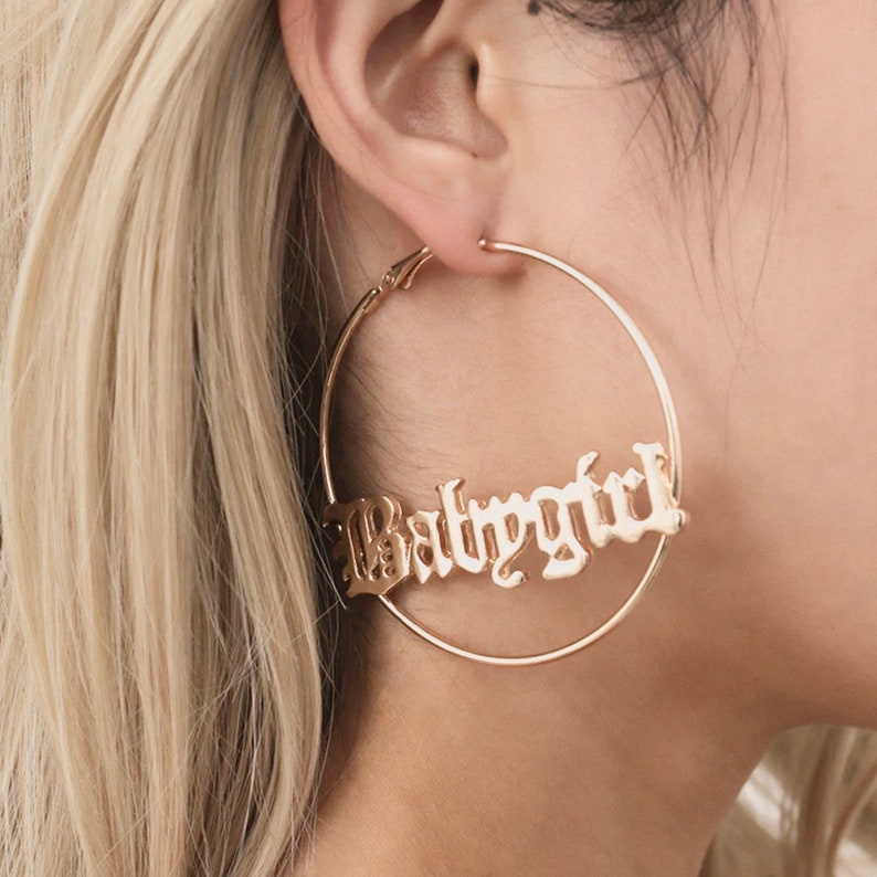 Name Hoop Earrings Custom Hoop Earrings Personalized Name Etsy UK