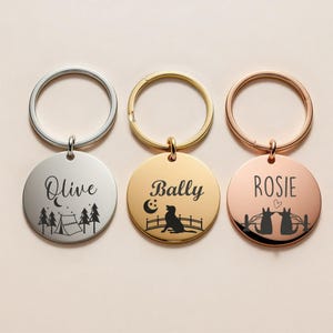 Laser Engraved Name Tag, Name Pet Tag, Pet ID Tag, Personalised Pet Tag, Custom Dog Tag with Name, Engraved Pet Tag in Gold Rose Gold Silver