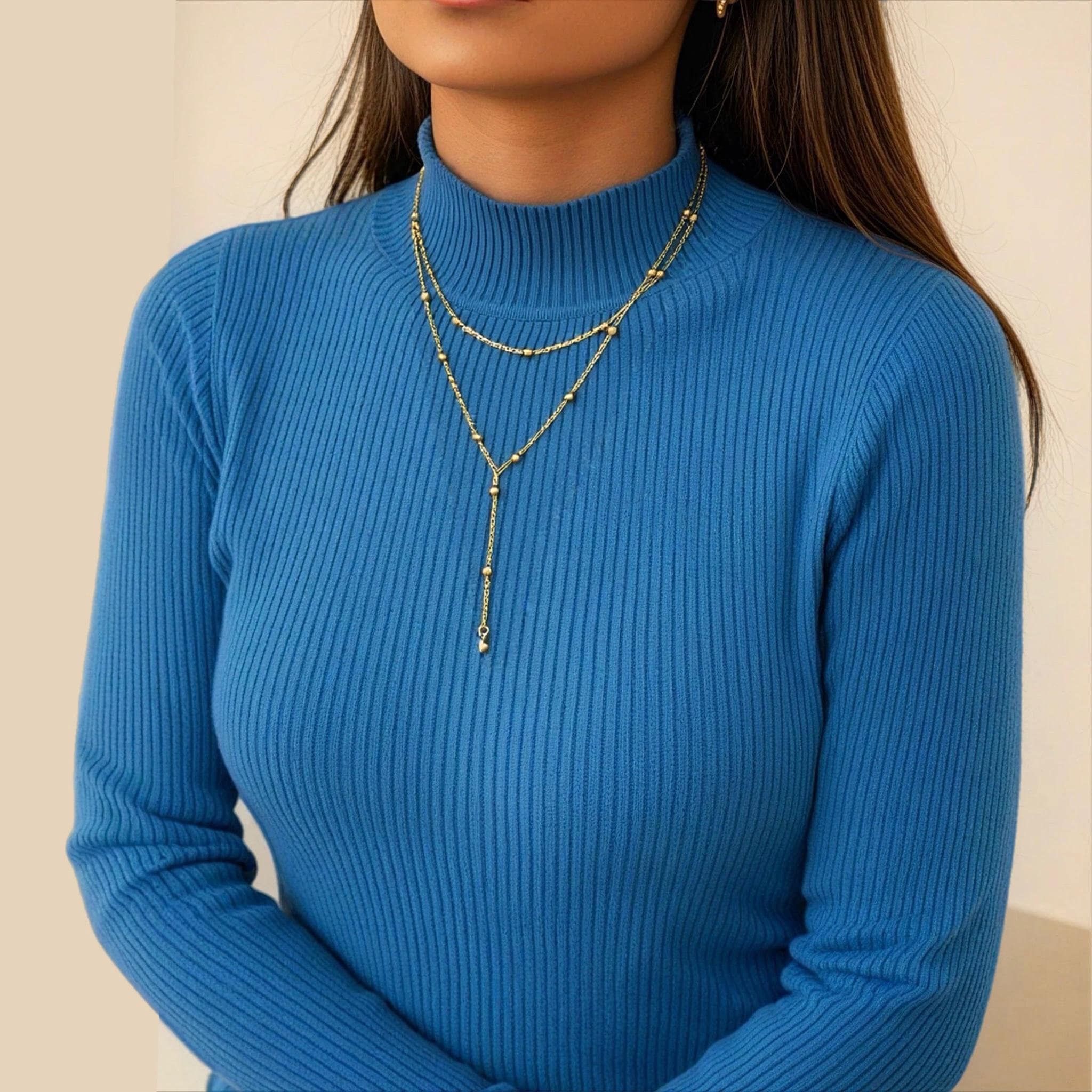 Layer Gold Lariat Necklace, Silver Y-Shaped Necklace, Delicate Beaded…