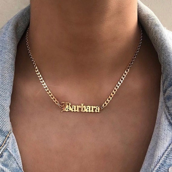 Curb Chain Name Necklace Custom Name 