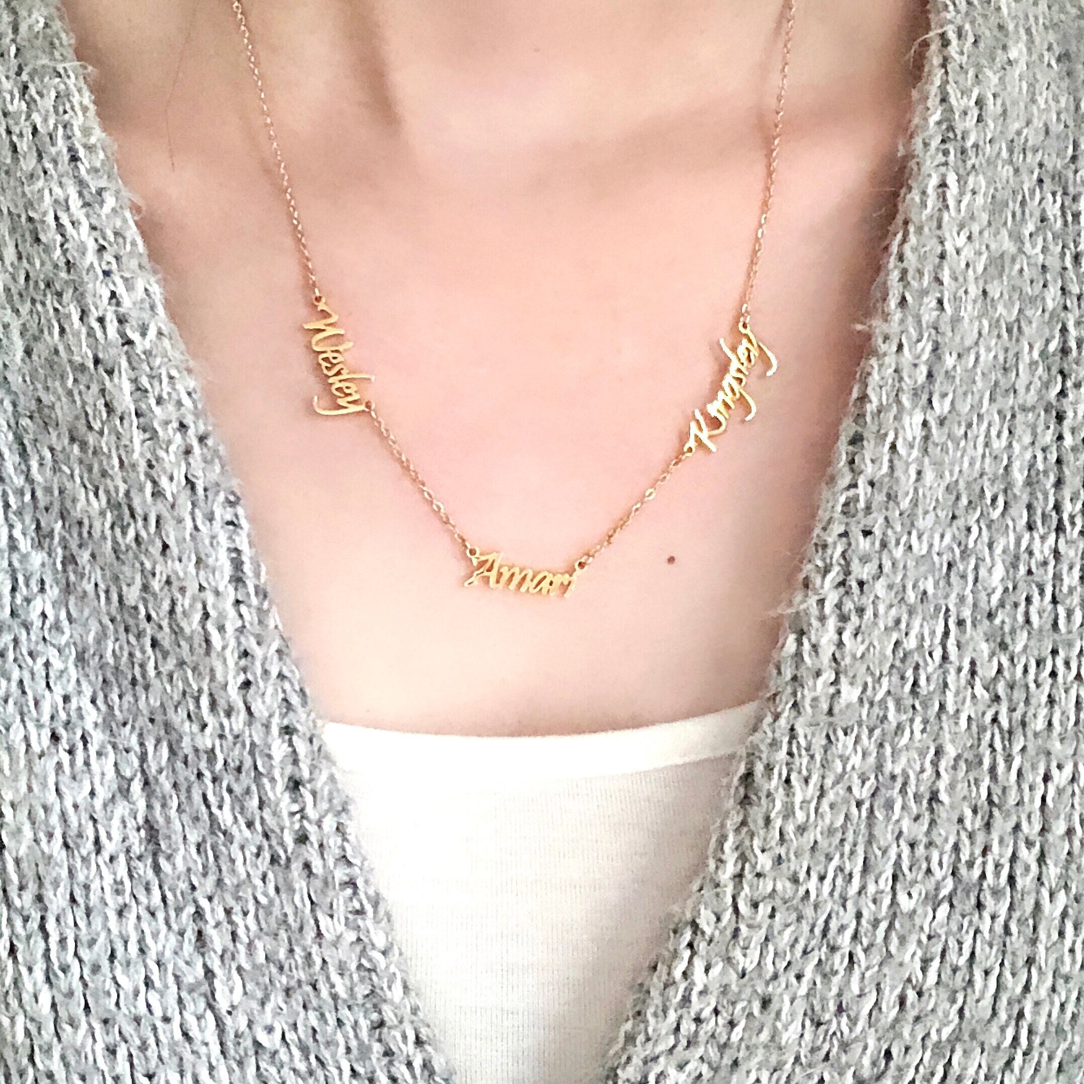 Multiple Name Necklace Double Name 