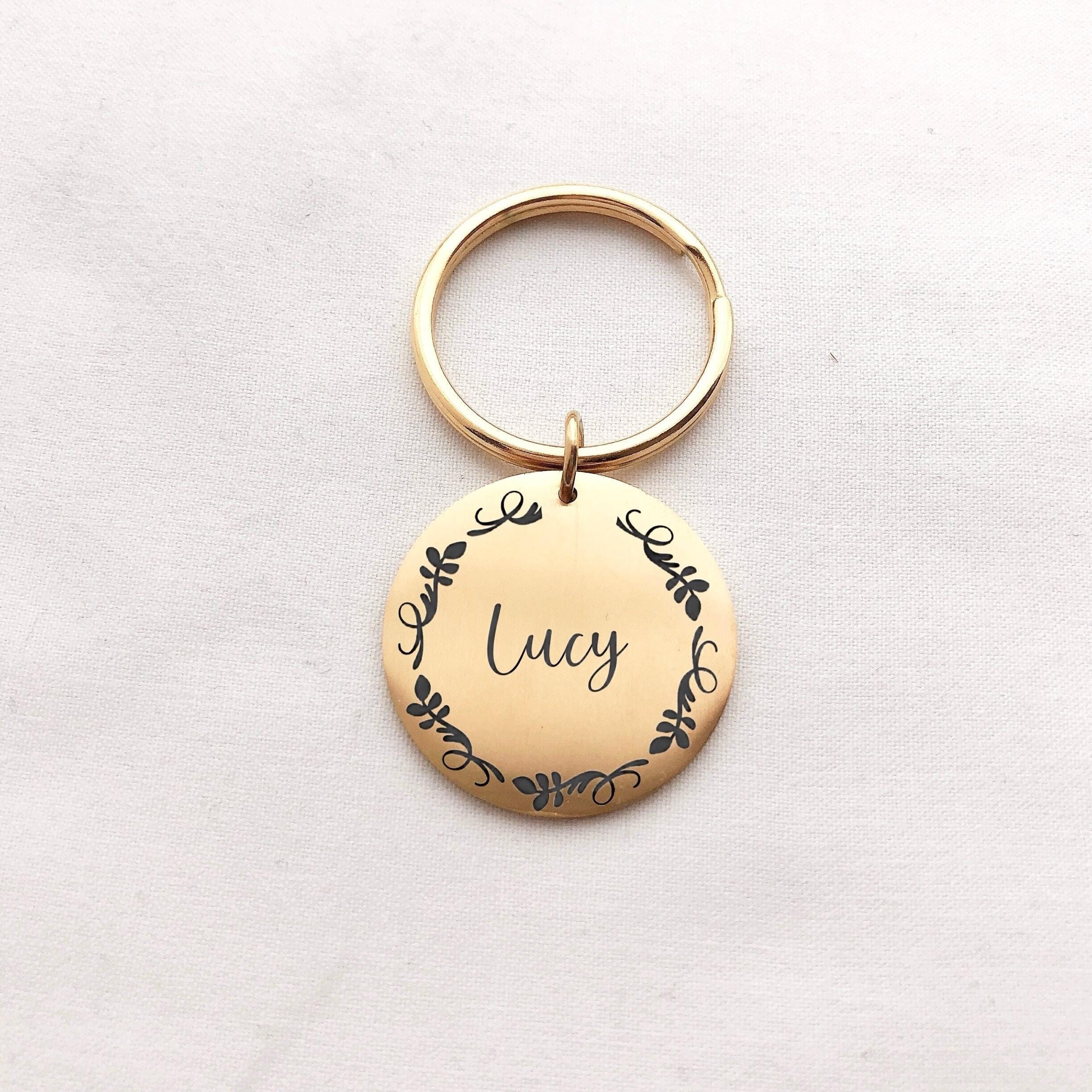 Simple Name Pet Tag, Engraved Dog ID Tag, Personalised Cat Collar Tag, Name Dog Tag, Stainless Steel Pet Collar Charm, Dog Owner's Gift