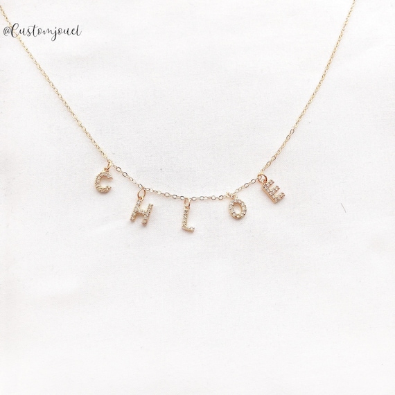 Zirconia Letter Necklace Gold Initial 