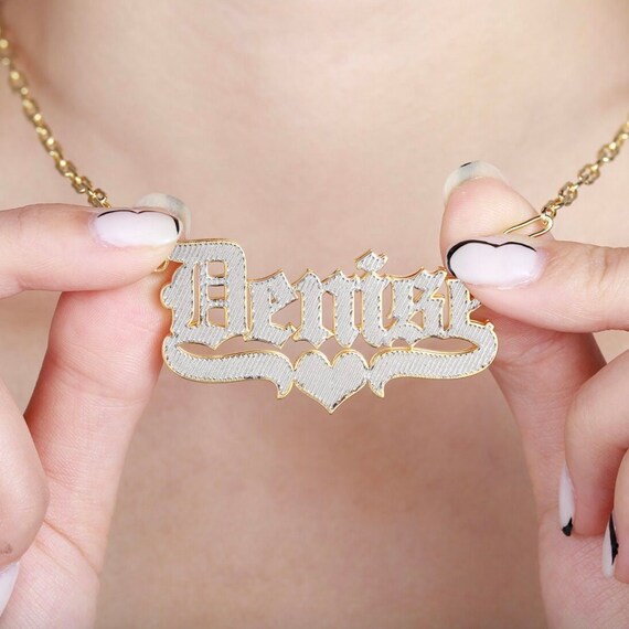 Double Nameplate Necklace Thick Name 