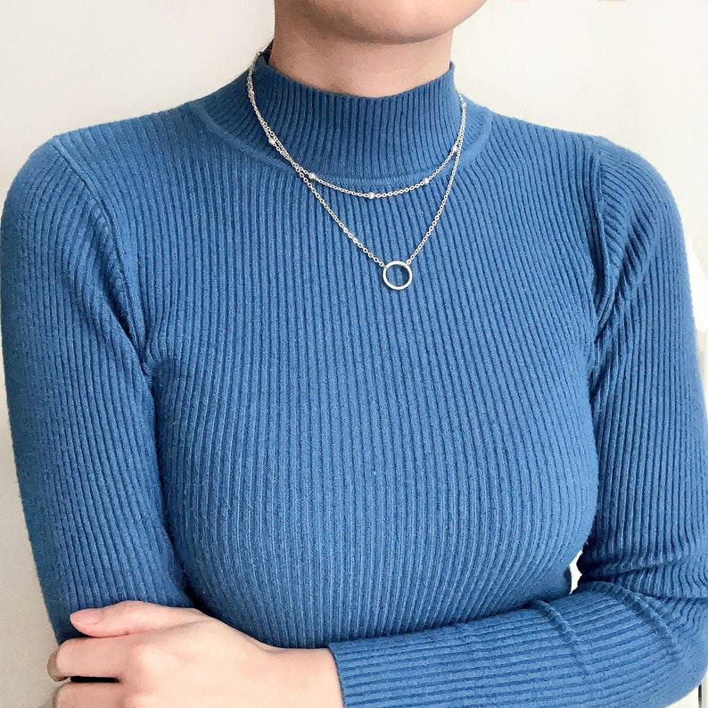 Double strand Choker, Double Layered Necklace, Two Layer Short Necklace, Layering Choker in Gold and Silver, Satellite Chain, Beads Chain image 3