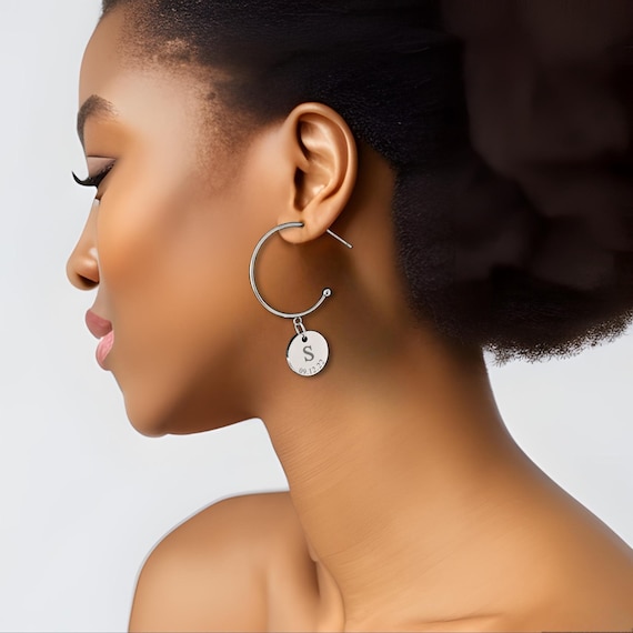 Initial earrings hoops online
