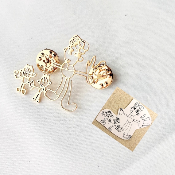 Kids Drawing Brooch Handwriting Brooch Personalised Logo Brooch