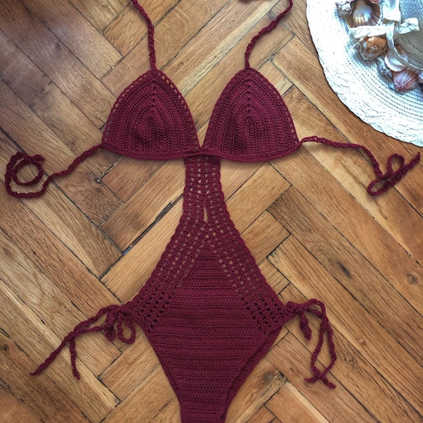 Maillots de bain une pièce, Handmad Crochet Bikini, Maillots de bain tricotés, Cadeau pour femme, Maillot de bain Halter, Beachwear, Fait sur commande