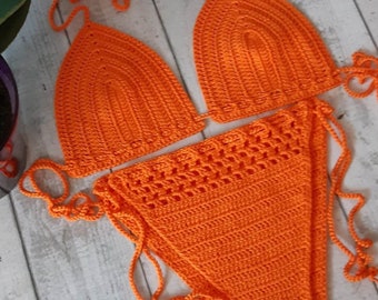 Conjunto de bikini de ganchillo traje de baño de 2 piezas traje de baño de ganchillo hecho a mano