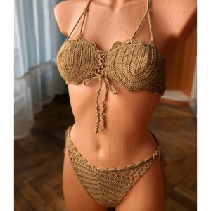 Crochet Shells bikini swimsuit, Knitted swimsuit