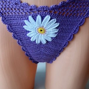 Crochet bikini set, Flowers Swimwear, Daisy swimsuit, Sexy swimwear two-piece, Boho swimwear, Crochet bathing suit with lining 2023 image 4