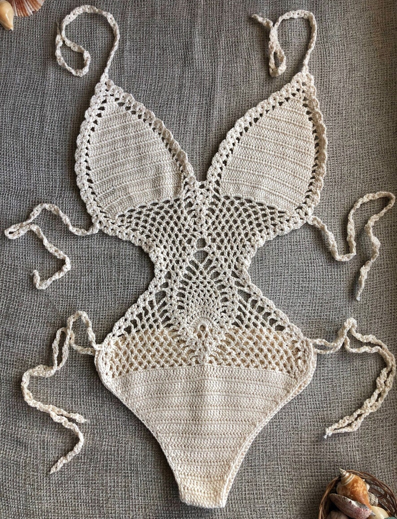 One Piece Handmade Crochet Swimwear Bridesmaid Crochet Swimsuit With ...