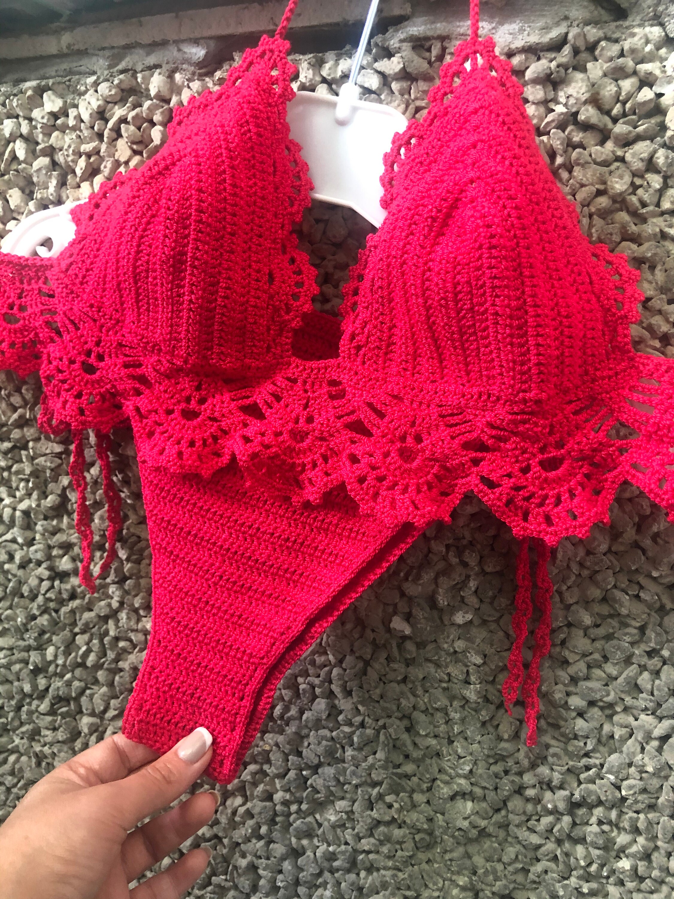 Crochet Bikini Set Sexy Set Knitted Swimsuit Brazilian Bottom - Etsy