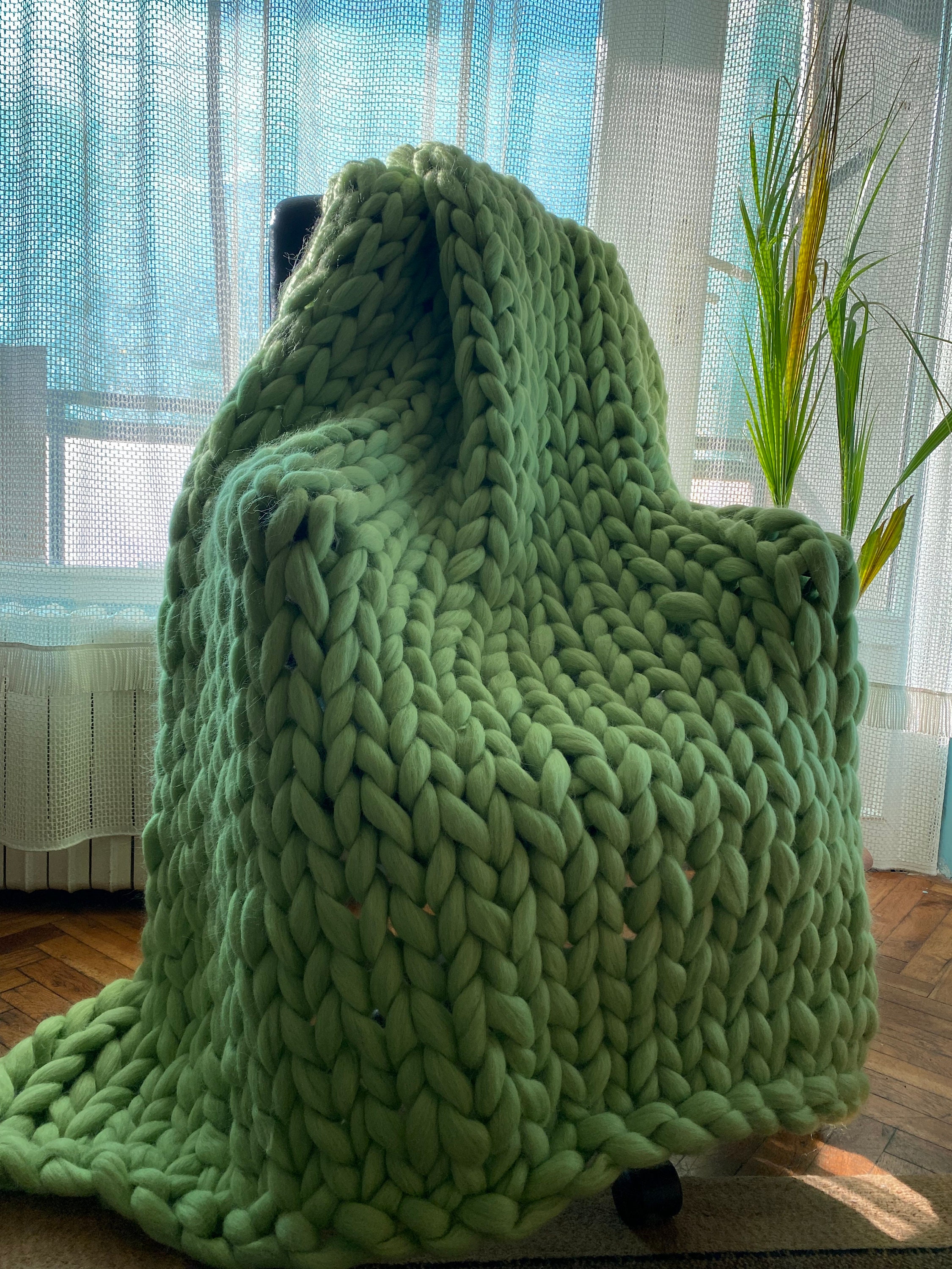 SALE Merino Wool Chunky Knit Blanket Chunky Knit Merino Wool Blanket