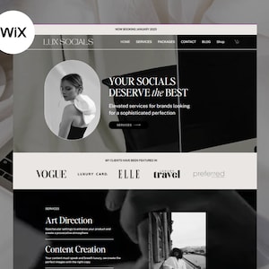 WIX website template for social media managers, marketing agencies and service businesses. WIX website template business. ecommerce blog