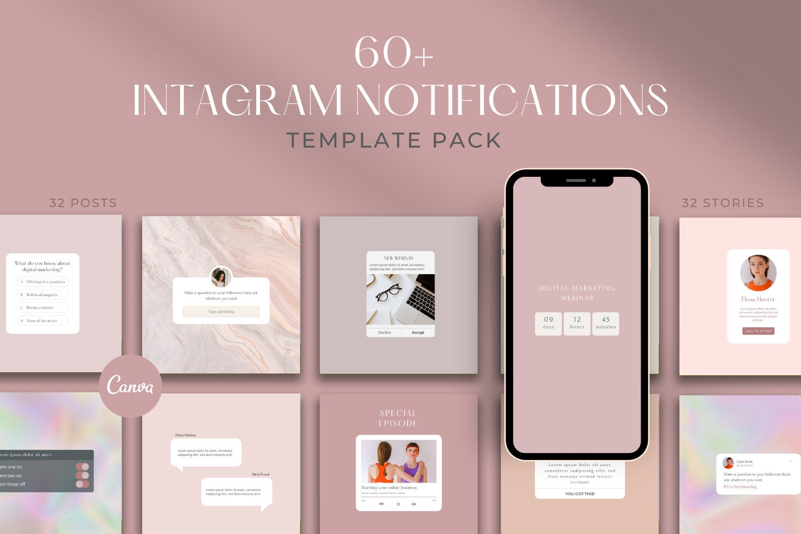 Instagram Notification Templates. Instagram Feed. Canva Template ...