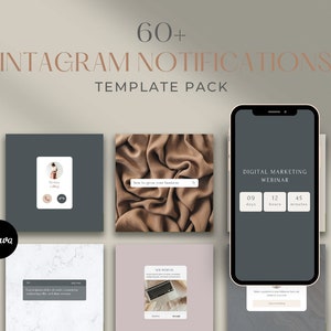 64 Instagram notification templates. Canva template. Instagram post template. Instagram story template. Alert & notification template.