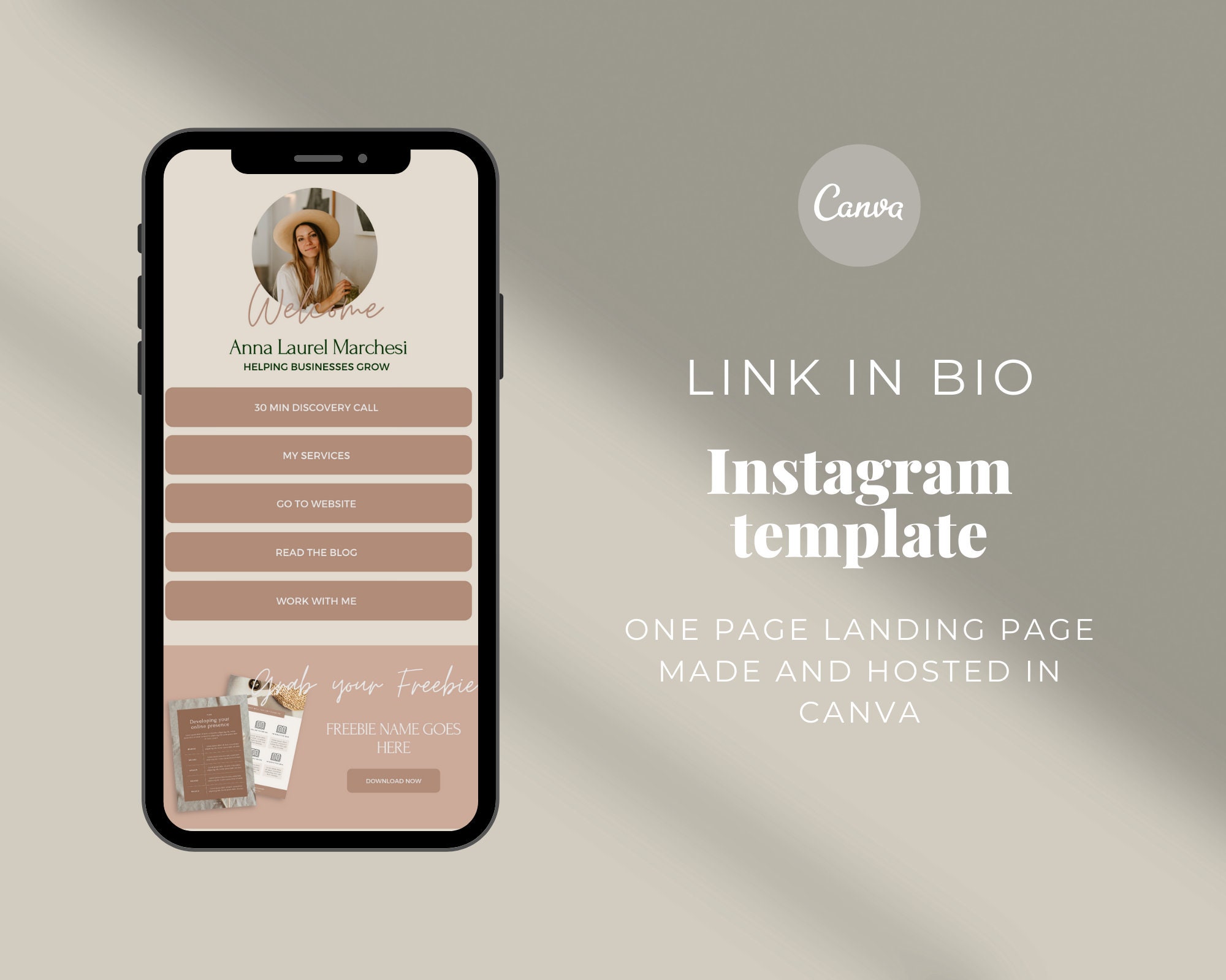 instagram landing page link in bio template canva template etsy in 2021.