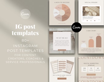Coach instagram template I 80 Instagram post templates for Canva I alert, notification, chart and infographic instagram canva templates.