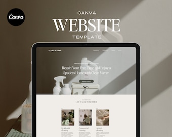 Cleaning Services Website Template - Modern Canva Design (Digital Download)