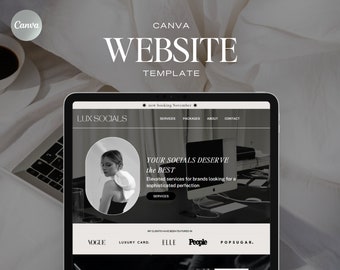Luxury Canva Website Template, Social Media Manager, Marketing Agency