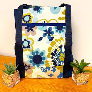 Blue Flower Pattern Purse/Shoulder Bag/Handmade