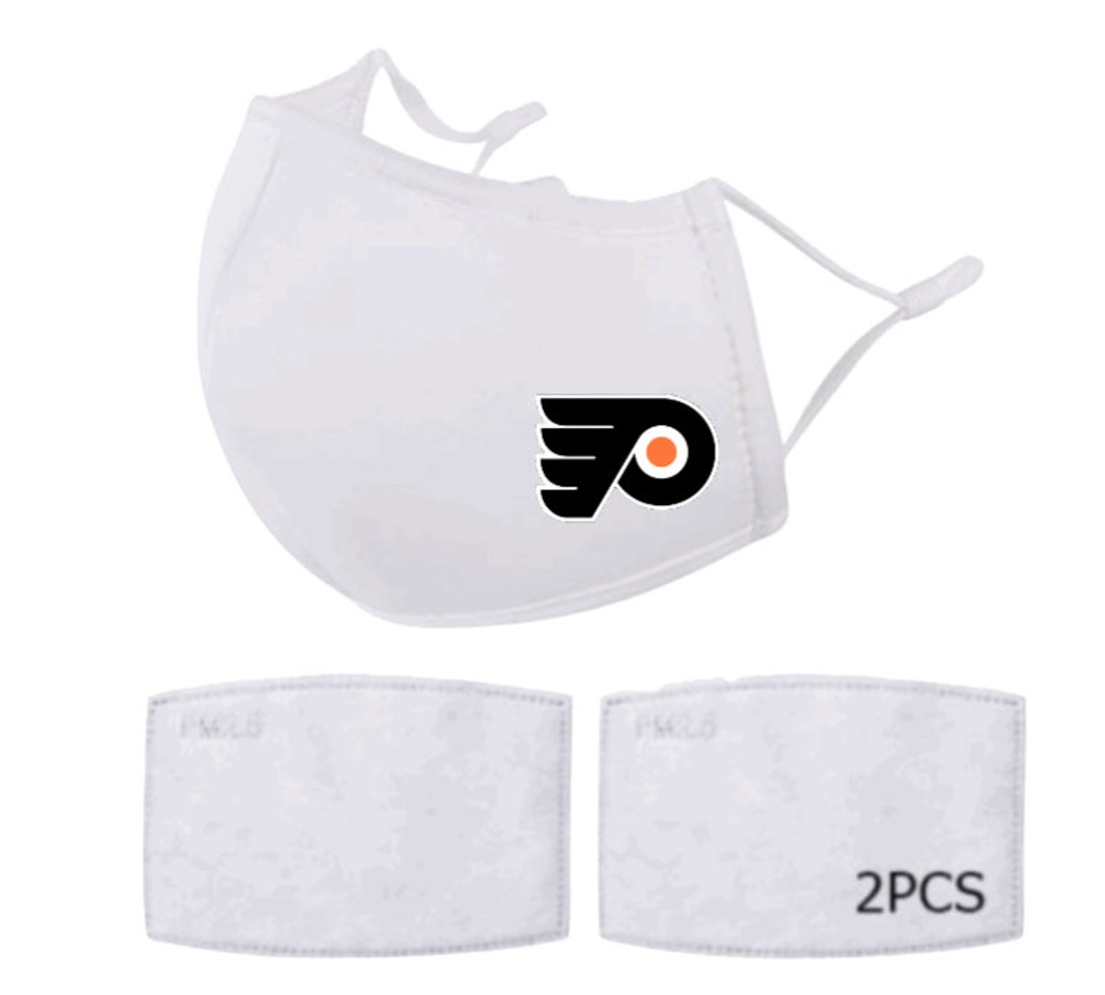 Sports Teams Sublimated 3D White Face Mask with 2 Filters