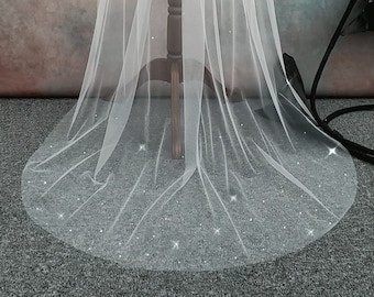 Virgo - Falling star veil, 1 Tier Bridal Veil with crystal, Bespoke Veil, Crystal/rhinestone, Wedding Veil, Off White Veil,FS01