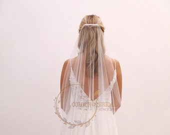 Elizabeth - Simple sheer waterfall style minimalist veil, Barely-there Veil, 1 Tier veil, Wedding Veil, Cathedral veil