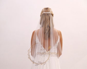 Elizabeth - Simple sheer minimalist veil, Barely-there Veil, 1 Tier veil, Floor Veil, Wedding Veil, Cathedral veil,Fingertip length veil