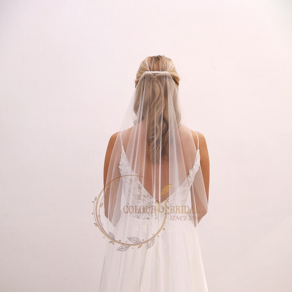 Barely-there Veil, Sheer waterfall style veil,  1 Tier veil, Wedding Veil, Cathedral veil - Elizabeth
