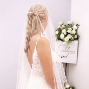 Ellie - Super Transparent 2 Tier Bridal Veil,  Drop Veil, Barelythere veil with blusher,Ivory Drop Veil, Blusher veil,