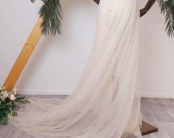 Olwen - Bridal detachable overlay, Removable overskirt, Champagne overlay, Glitter overlay, White/Ivory dress overlay,T11
