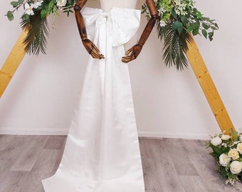Giant Detachable Wedding Dress Bow, Satin Detachable Bridal Bow, Removable Bridal Bow, Ivory Bow With Belt And Train,B03 - Berkley