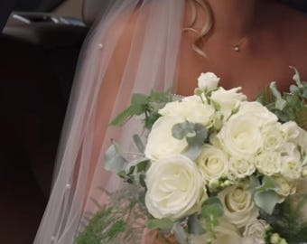 Supersoft Pearl Wedding Veil - One Tier Bridal Veil - Edith