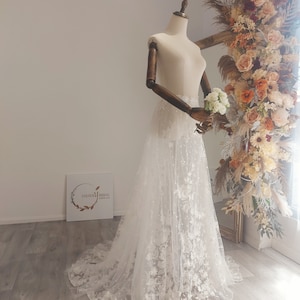 Annabelle - Bridal detachable overlay, removable overskirt, Bespoke attached overlay, Wedding accessories,Dress overlay,T10