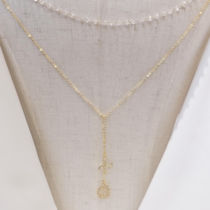 Personalized Bridal Back Necklace: 14k Gold Plated Initial Pendant