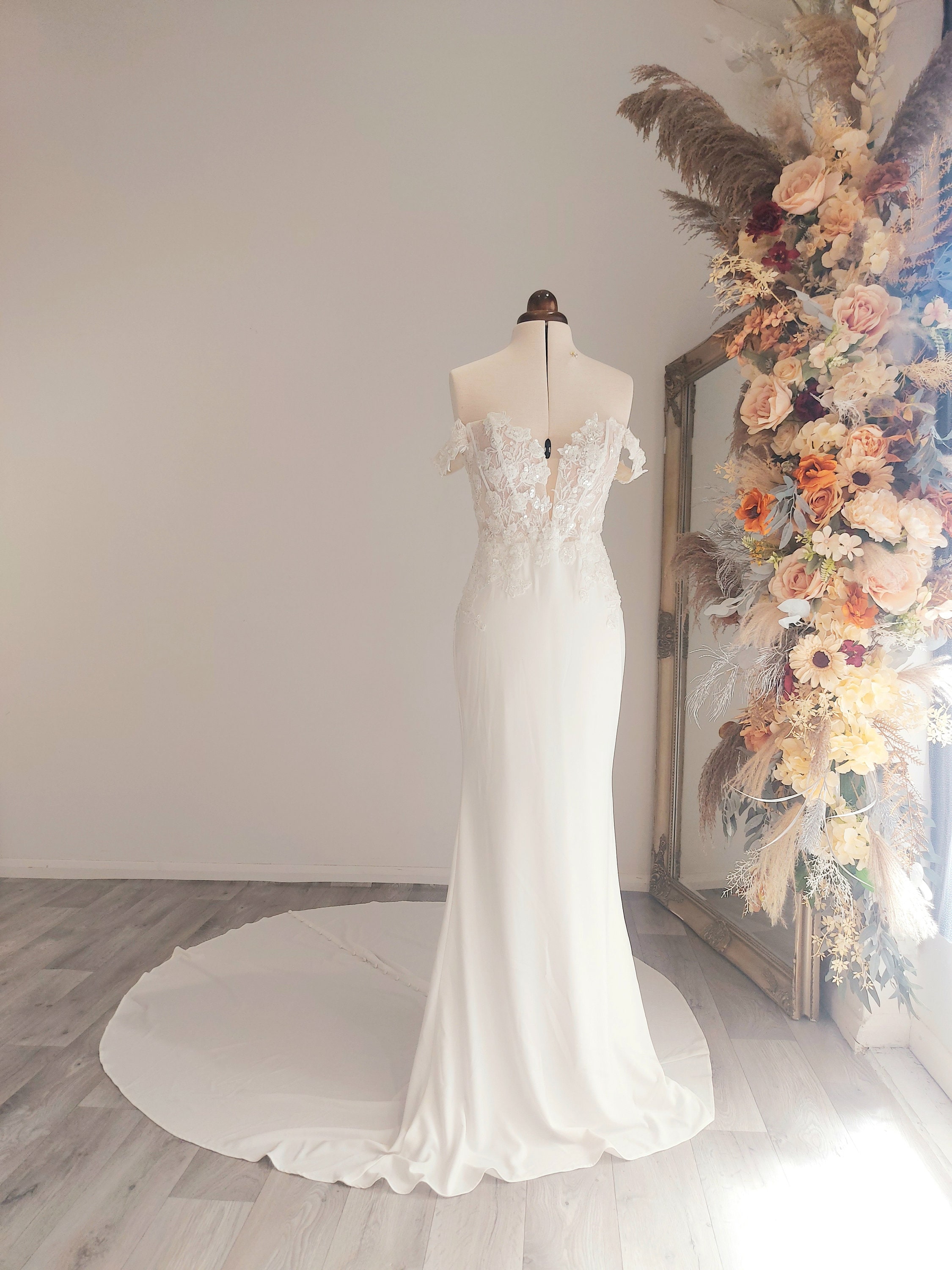 Divine Mermaid Lace Dress, Lace Wedding Dress, Beaded Lace Dress