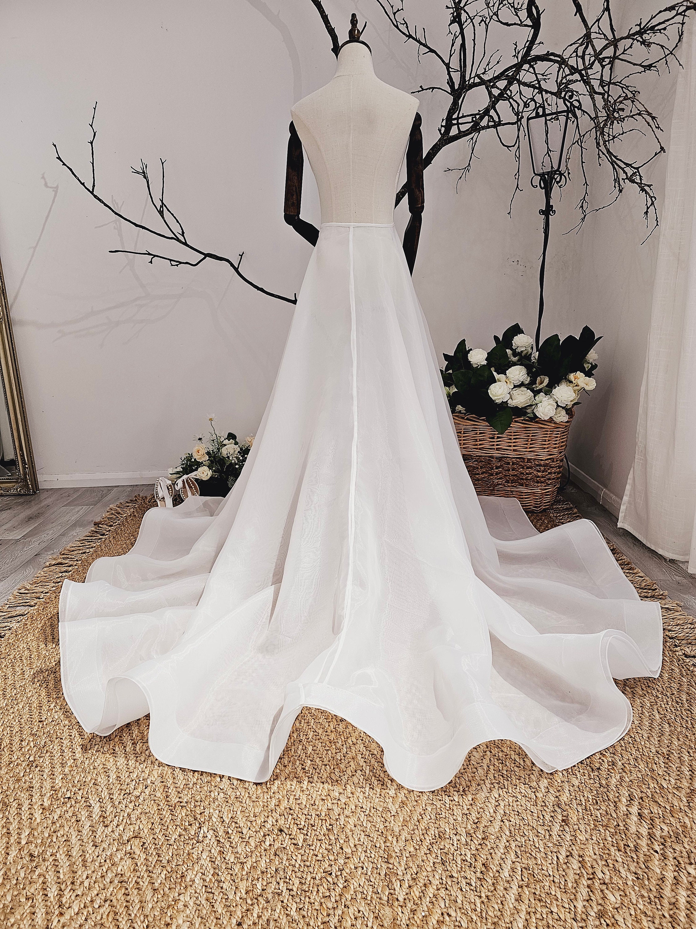 White Dress With Organza Overlay - Etsy