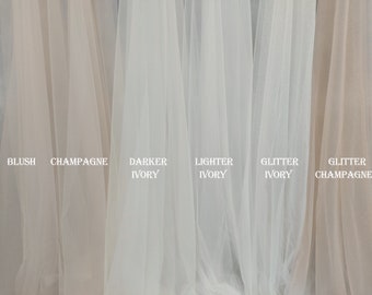 Bridal veil tulle fabric, Glitter tulle, Light ivory tulle, Ivory tulle, Champagne tulle