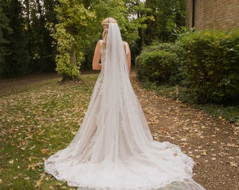 Evie - Super soft 1 tier bridal Veil, Wedding Veil, Cathedral veil, Elegant veil