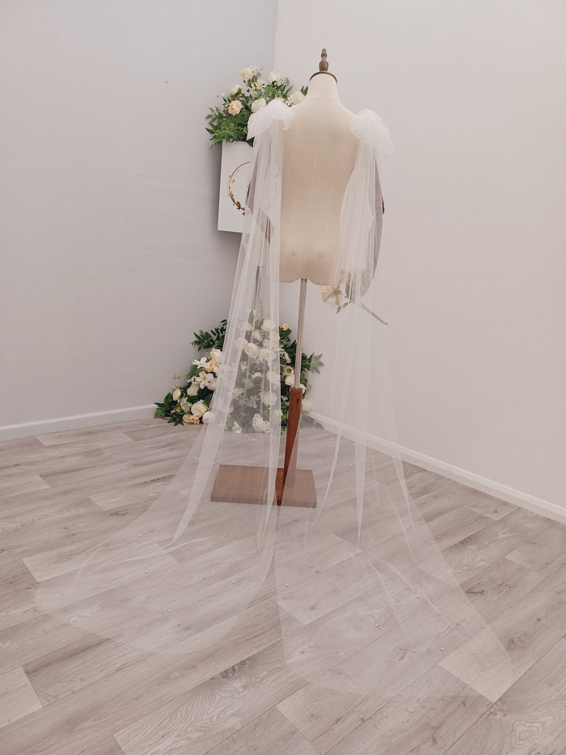 Removable Pearl Tulle Wedding Dress Shoulder Wings and Bows - Etsy